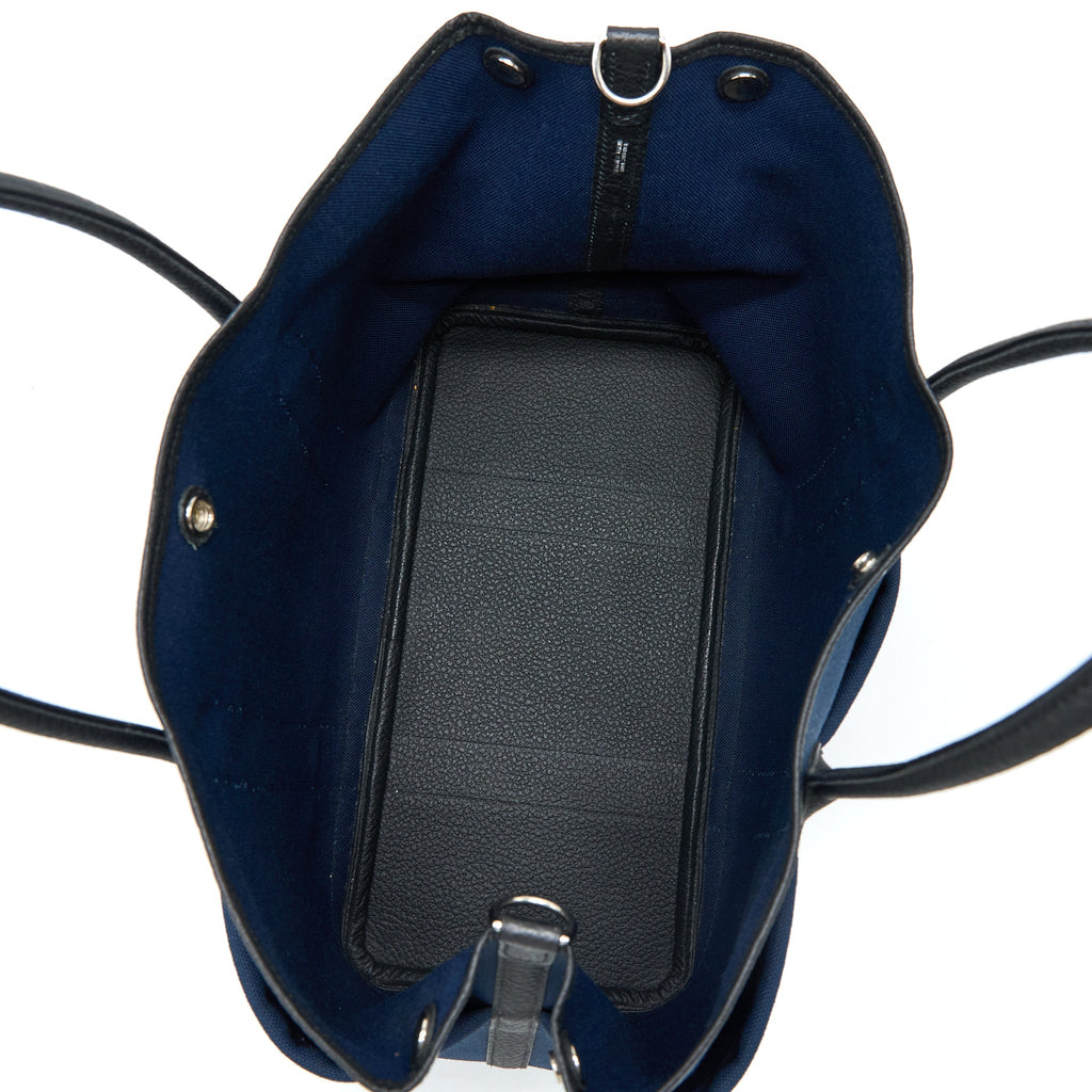 HERMES GARDEN PARTY 36 POCKETS NEGONDA/CANVAS BLEU MARINE/BLACK SHW