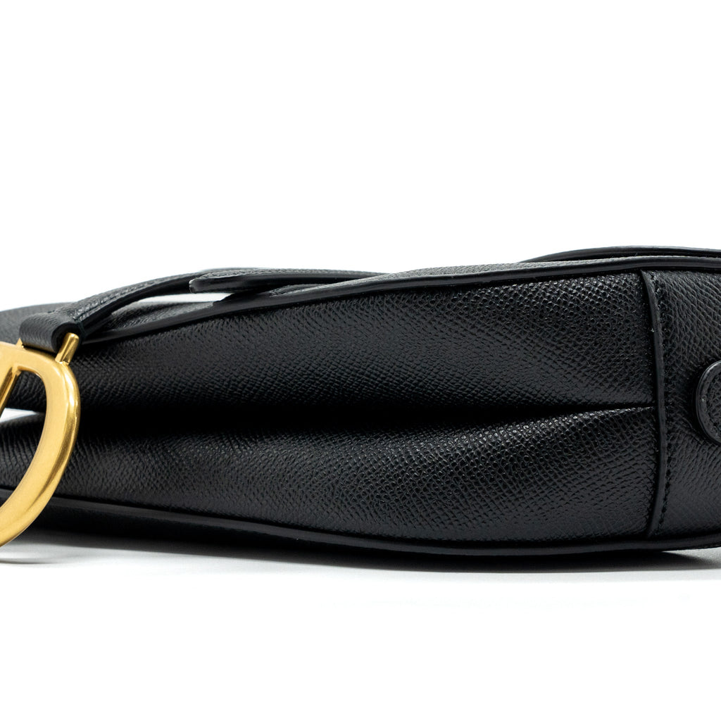 DIOR MEDIUM SADDLE BAG WITH STRAP GRAINED CALFSKIN BLACK GHW