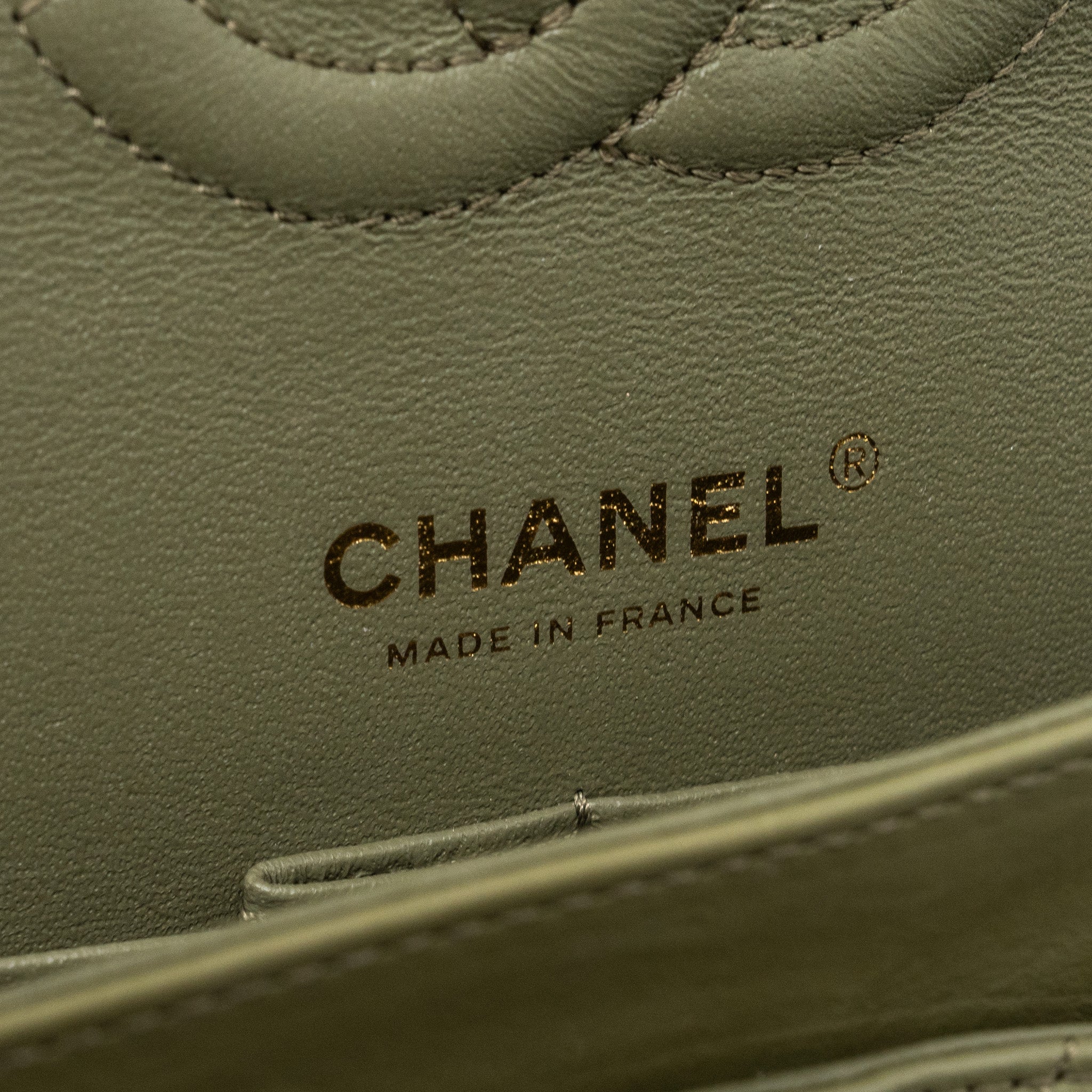 CHANEL MEDIUM CLASSIC DOUBLE FLAP BAG CHEVRON CALFSKIN GREEN GHW