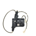 CHANEL MINI FLAP BELT BAG WITH RIBBON LAMBSKIN BLACK LGHW