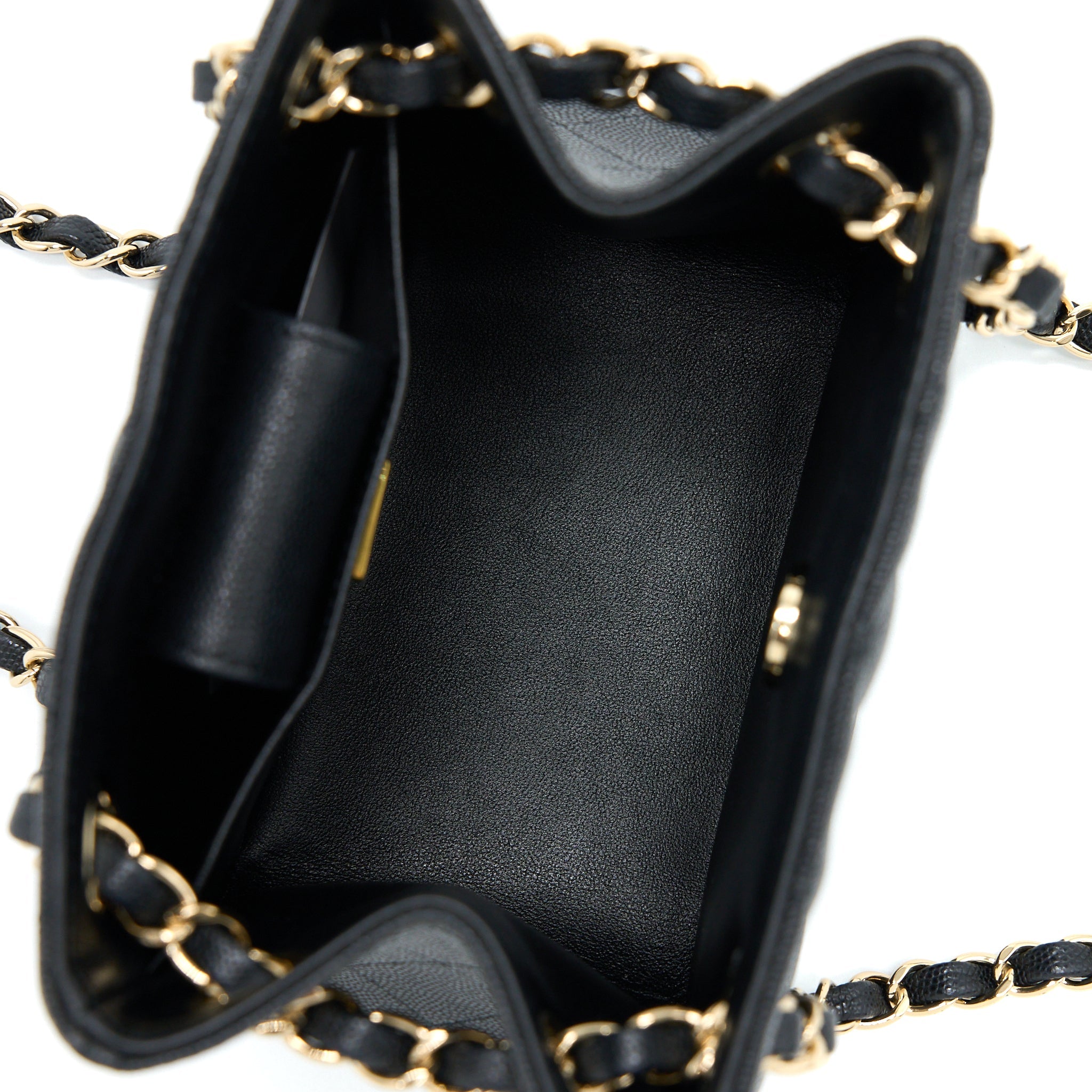 CHANEL 22S MINI BUCKET BAG CAVIAR BLACK LGHW (MICROCHIP)