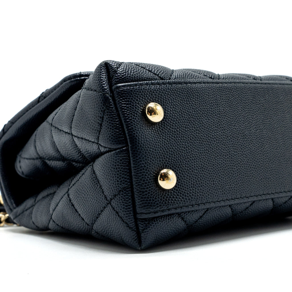 CHANEL SMALL COCO HANDLE BAG CAVIAR NAVY LGHW