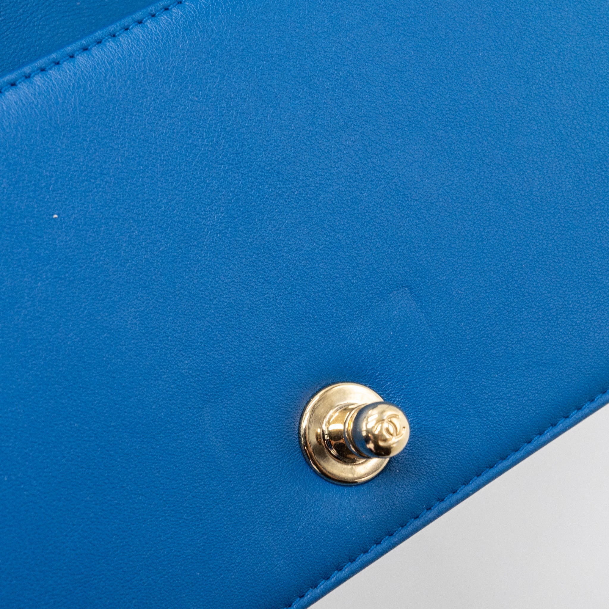 CHANEL SMALL BOY BAG CALFSKIN BLUE LGHW