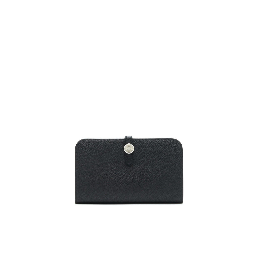HERMES DOGON DUO WALLET IN BLACK TOGO SHW