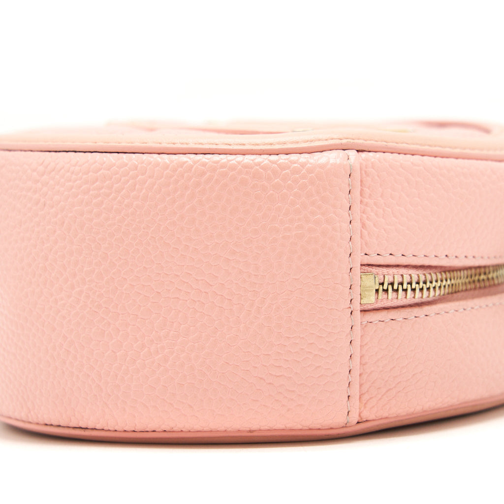 CHANEL MINI ROUND VANITY WITH CHAIN CAVIAR PINK GHW