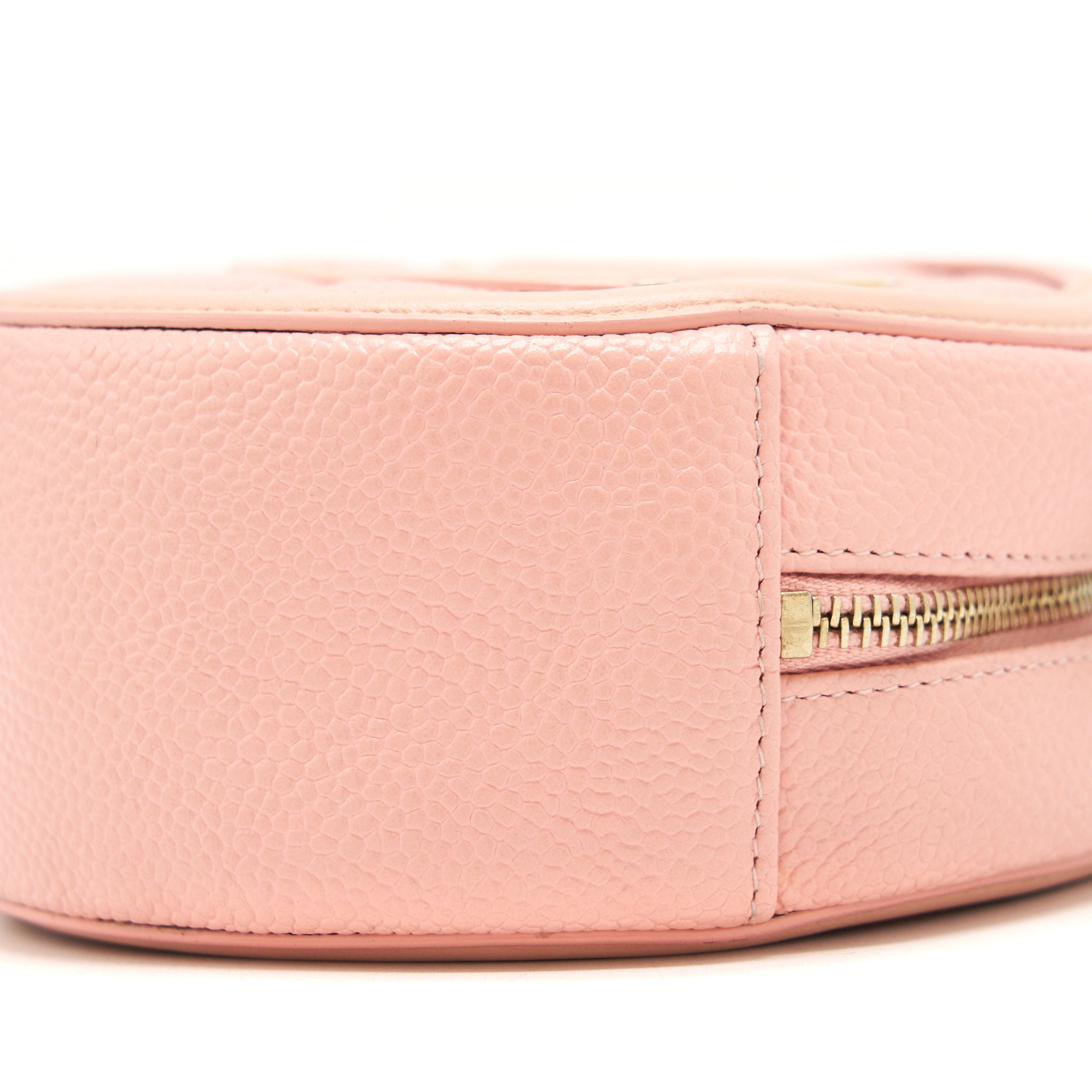 CHANEL MINI ROUND VANITY WITH CHAIN CAVIAR PINK GHW