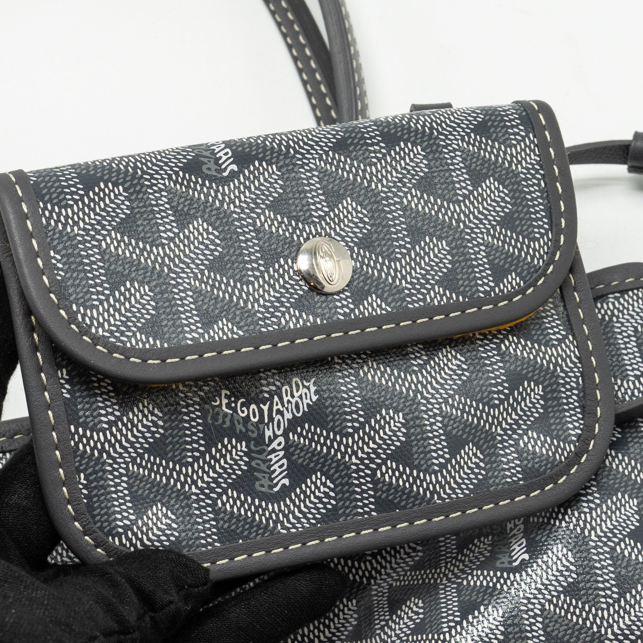 GOYARD MINI ANJOU TOTE BAG GOYARDINE CANVAS/CALFSKIN GREY SHW