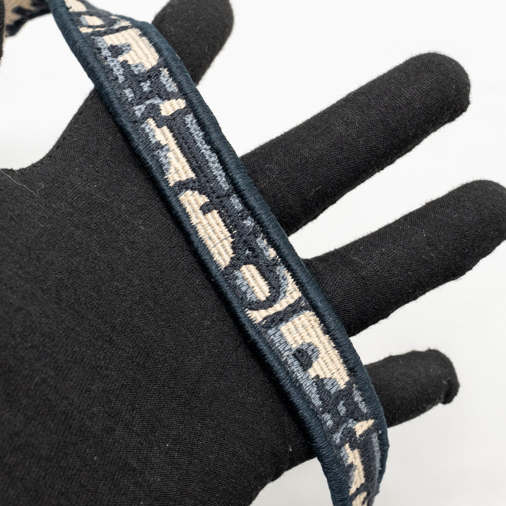 DIOR MEDIUM SADDLE BAG OBLIQUE EMBROIDERY CANVAS BLUE GHW