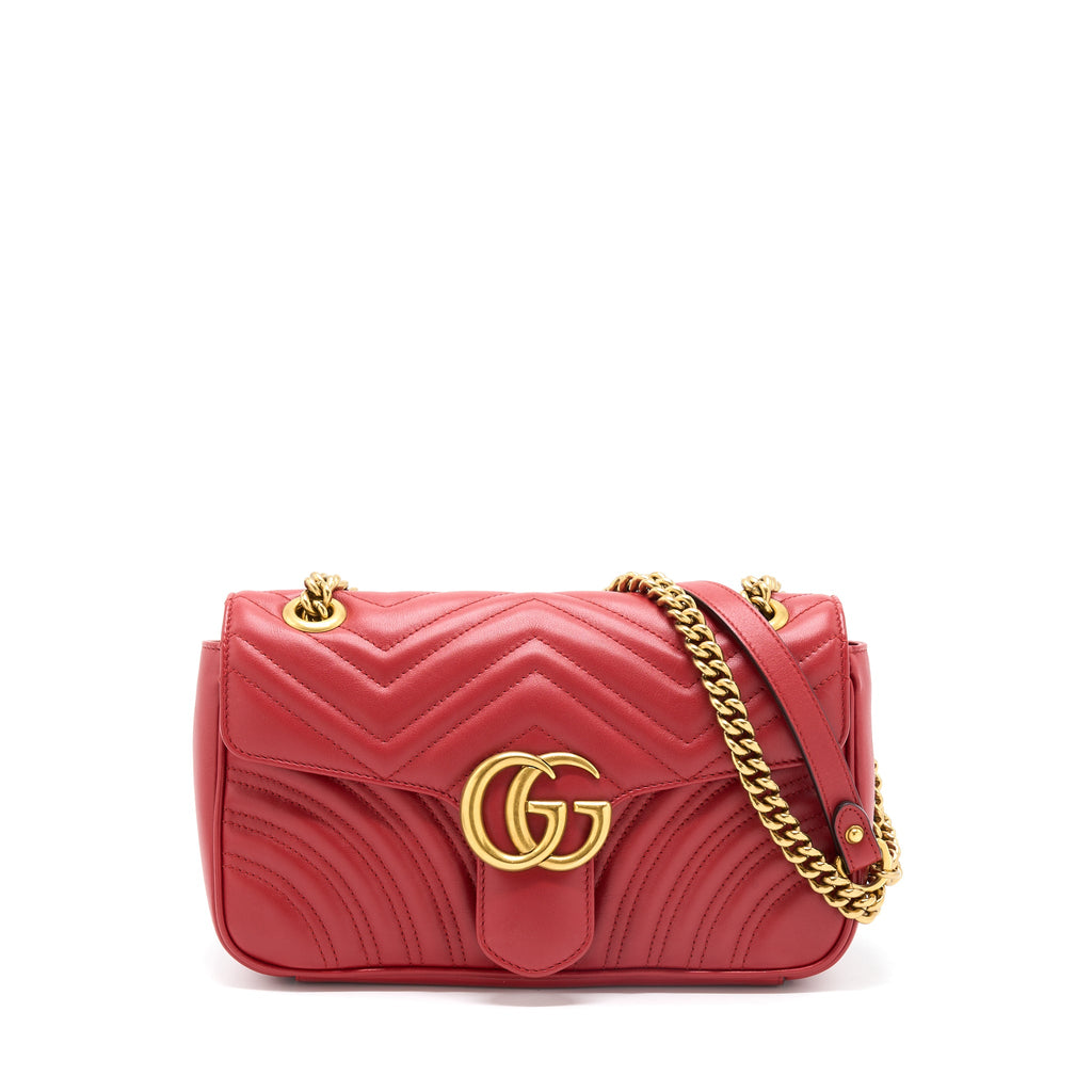 GUCCI SMALL GG MARMONT BAG RED GHW
