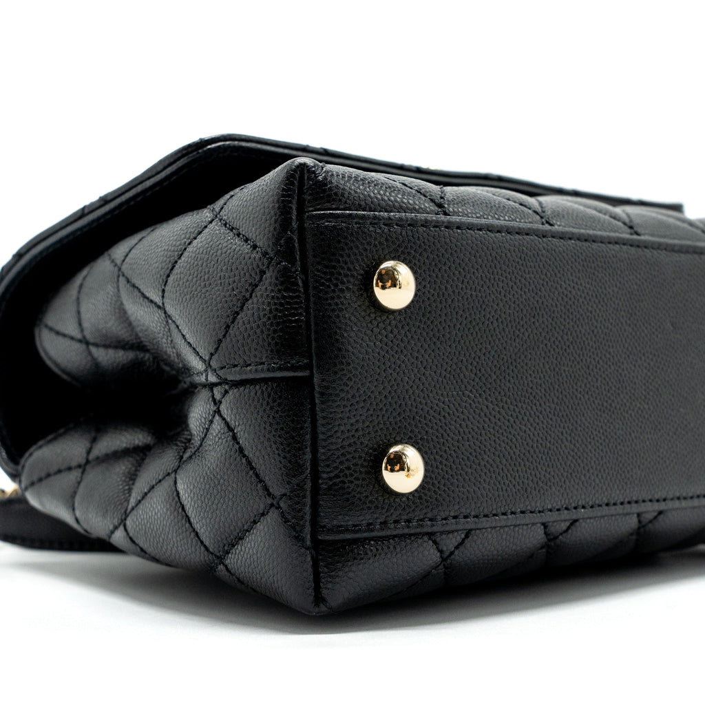 CHANEL SMALL COCO HANDLE CAVIAR BLACK LGHW (MICROCHIP)