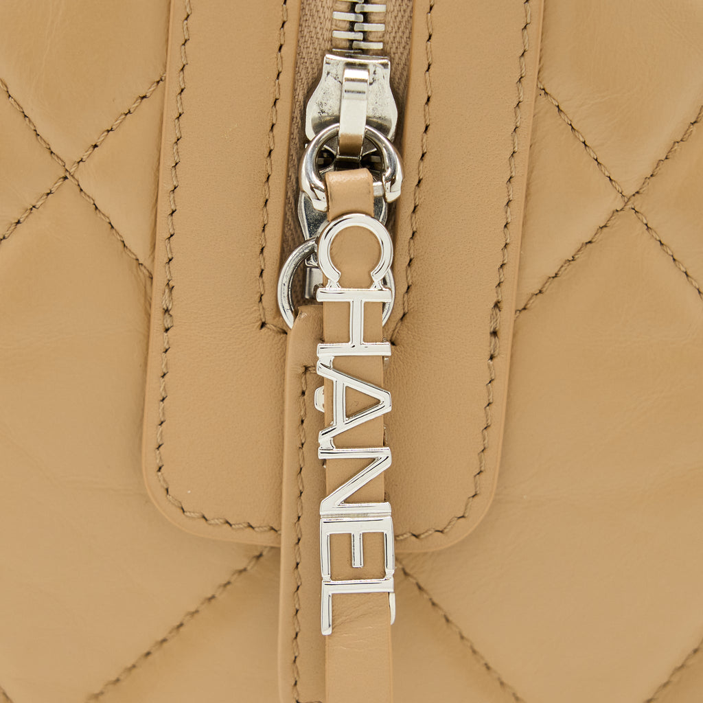 CHANEL BOWLING BAG AGED CALFSKIN BEIGE SHW