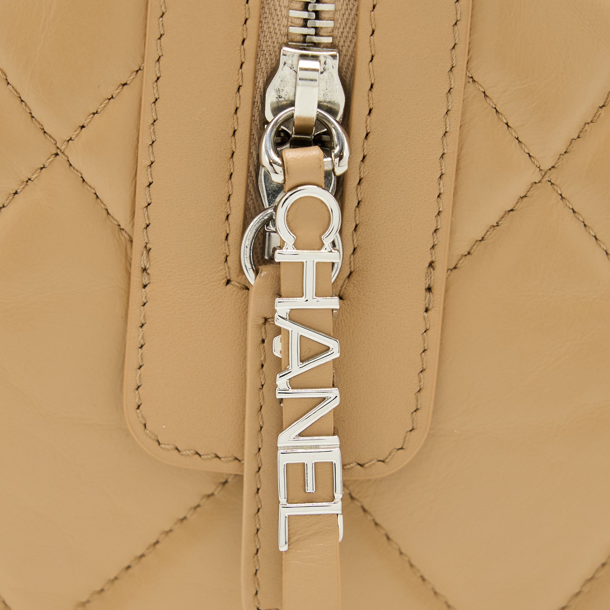 CHANEL BOWLING BAG AGED CALFSKIN BEIGE SHW