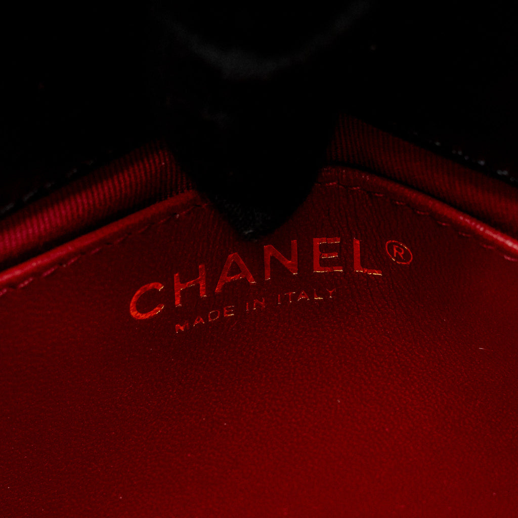 CHANEL 23C SMALL HOBO BAG SHINY CALFSKIN BLACK BRUSHED GHW (MICROCHIP)