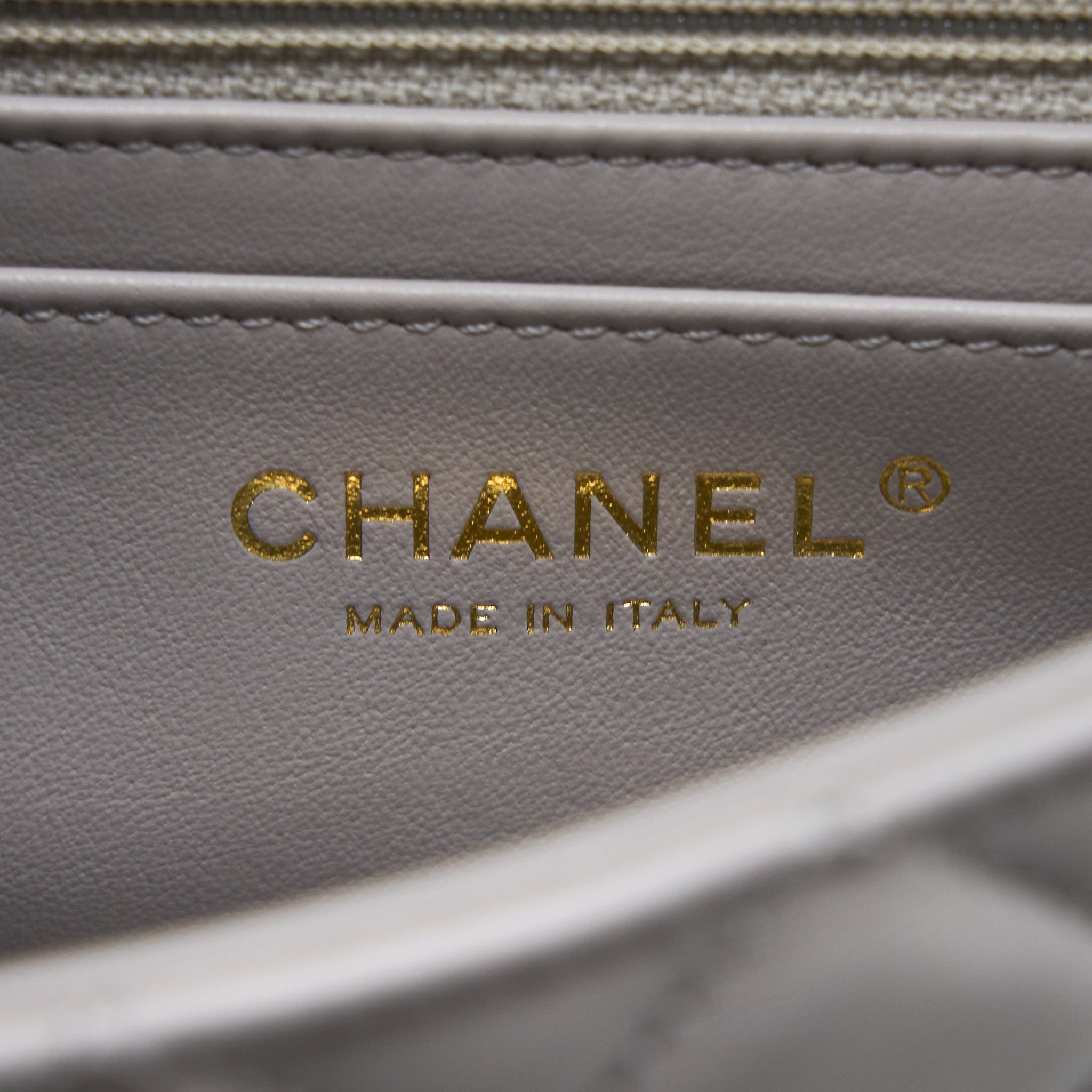 CHANEL PEARL CRUSH MINI RECTANGULAR FLAP BAG LAMBSKIN LIGHT GREY GHW (MICROCHIP)