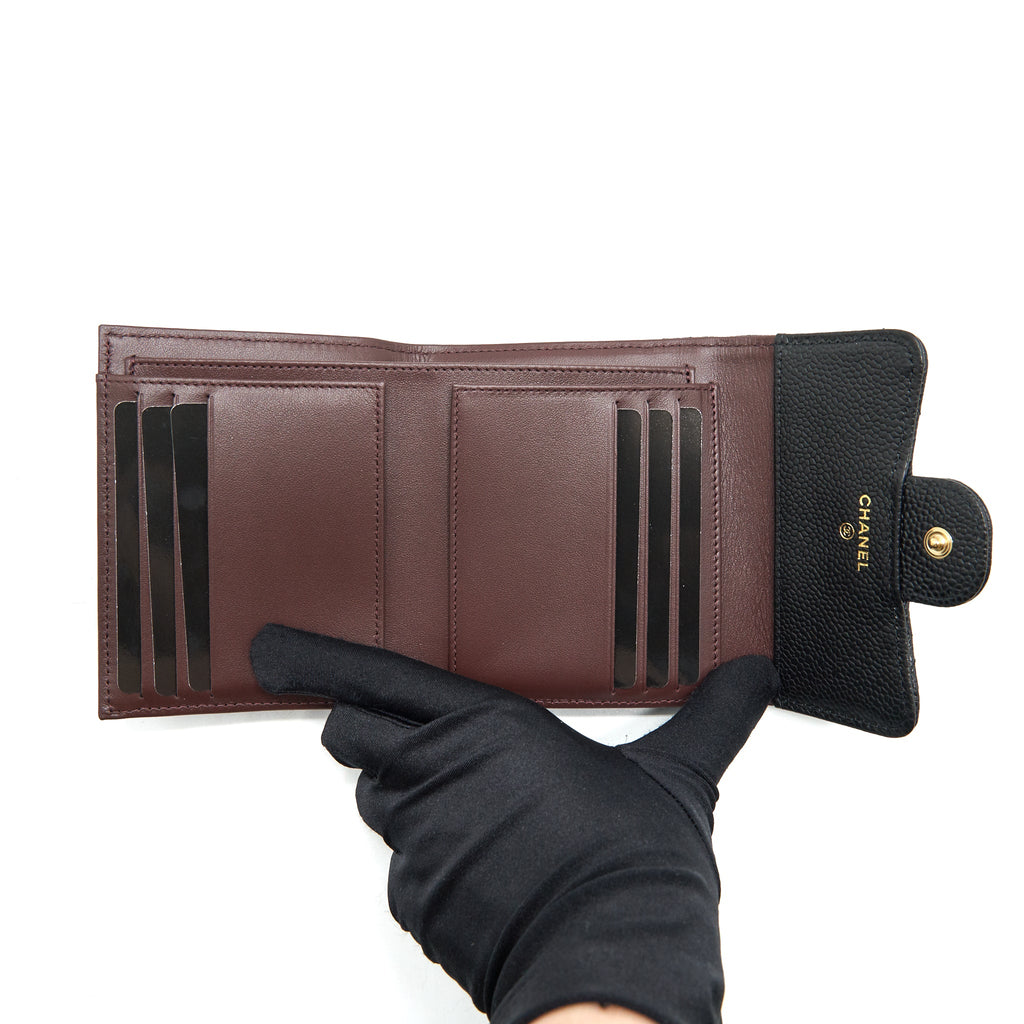 CHANEL SMALL FLAP WALLET CAVIAR BLACK GHW