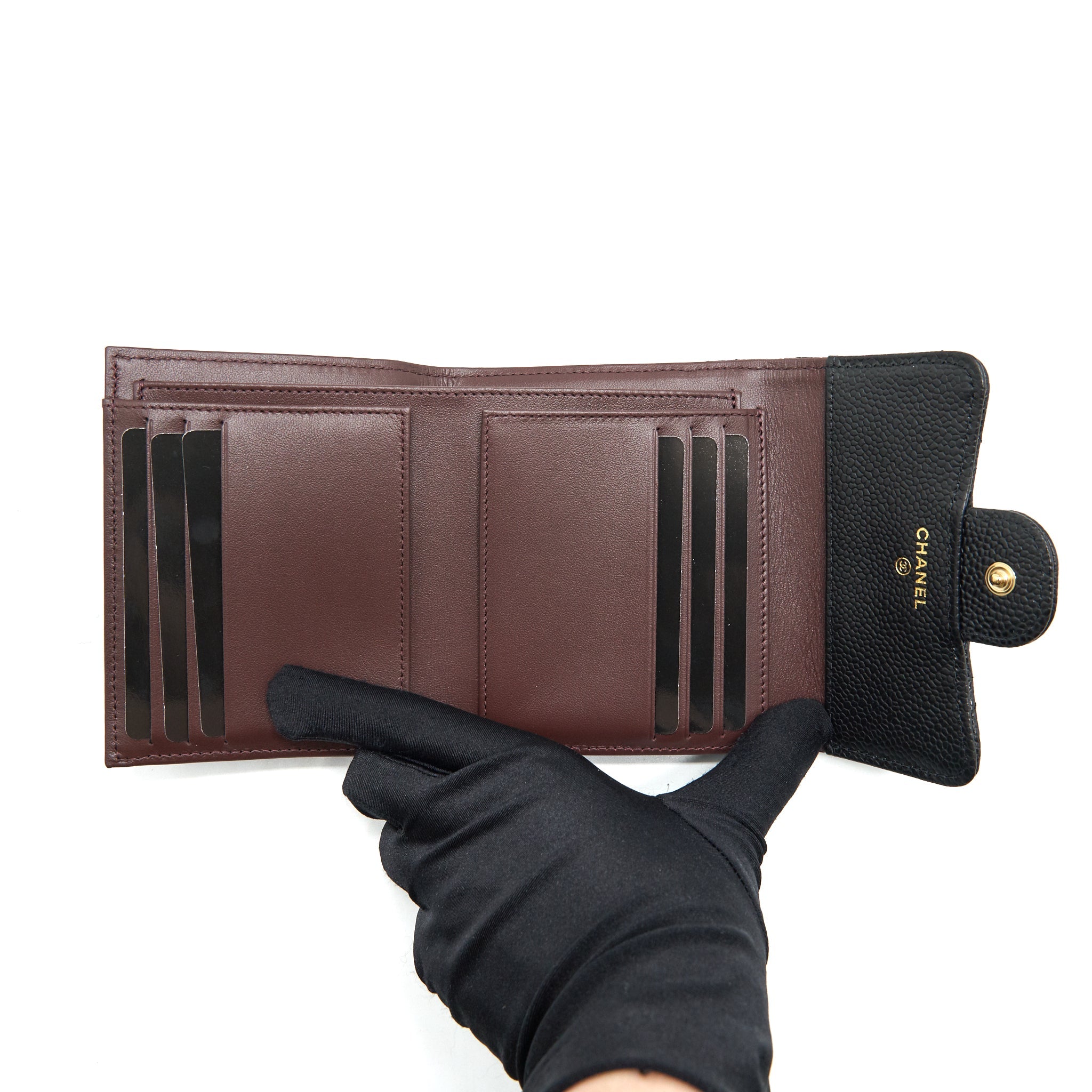 CHANEL SMALL FLAP WALLET CAVIAR BLACK GHW