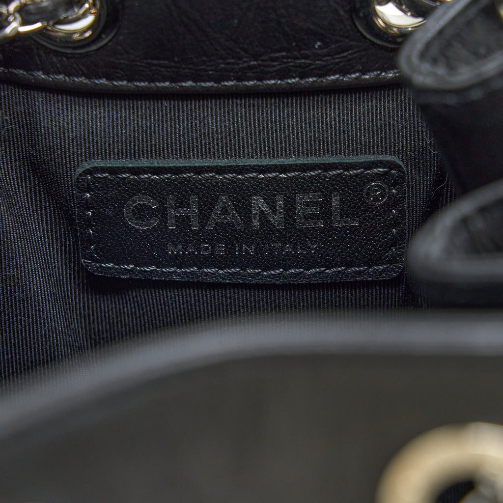 CHANEL 20S DRAWSTRING BUCKET BAG AGED CALFSKIN BLACK SHW