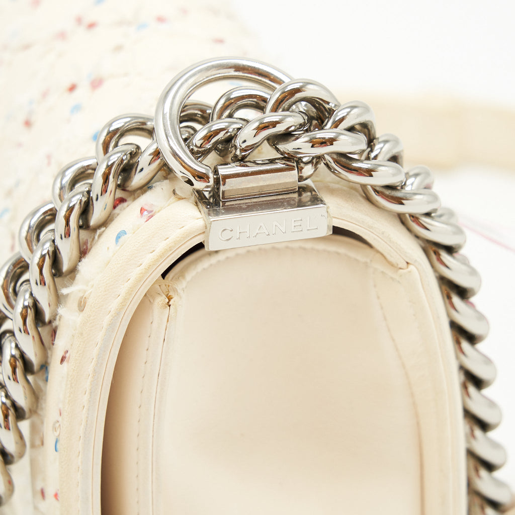 CHANEL SMALL BOY BAG LIMITED WHITE SHW
