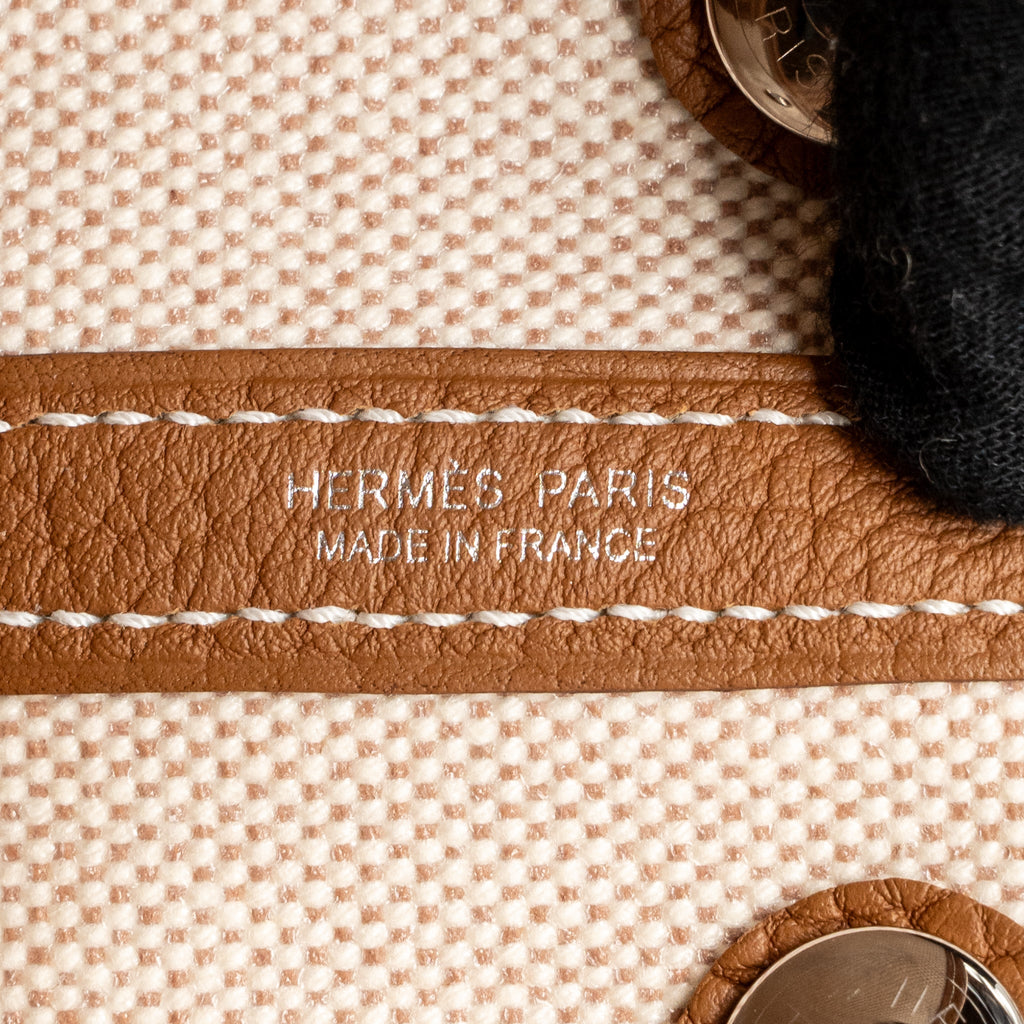 HERMES NEO GARDEN PARTY 23 CANVAS/NEGONDA ECRU-BEIGE/GOLD SHW
