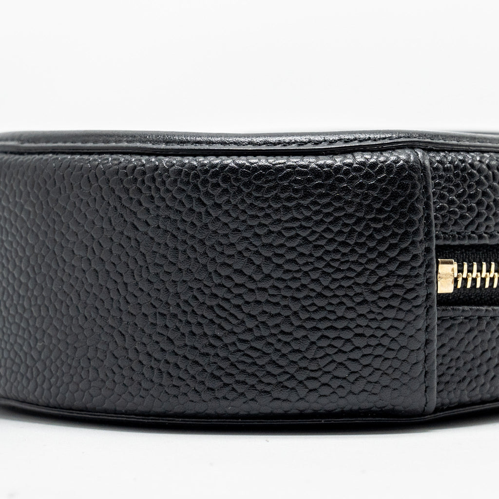CHANEL CC FILIGREE QUILTED ROUND CROSSBODY BAG CAVIAR BLACK GHW