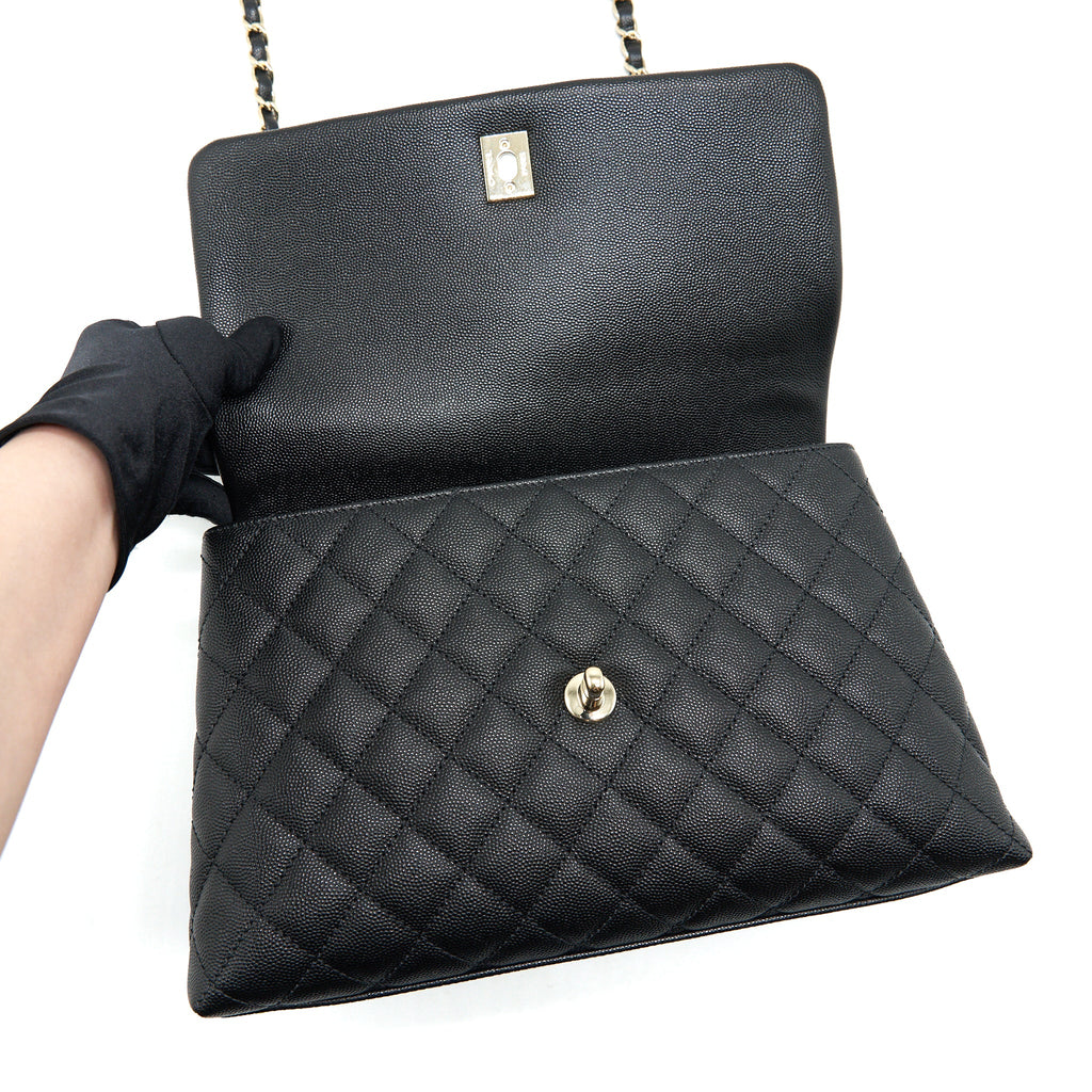 CHANEL MEDIUM COCO HANDLE CAVIAR BLACK LGHW