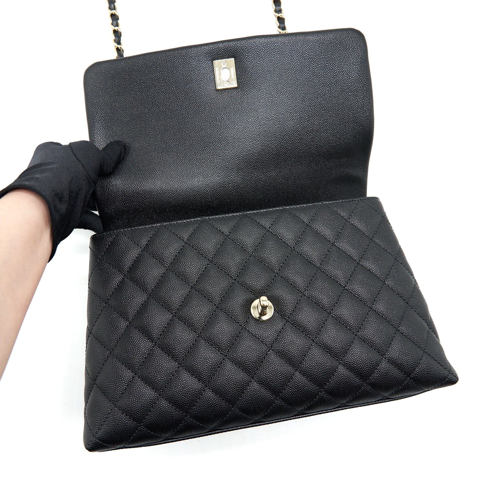 CHANEL MEDIUM COCO HANDLE CAVIAR BLACK LGHW