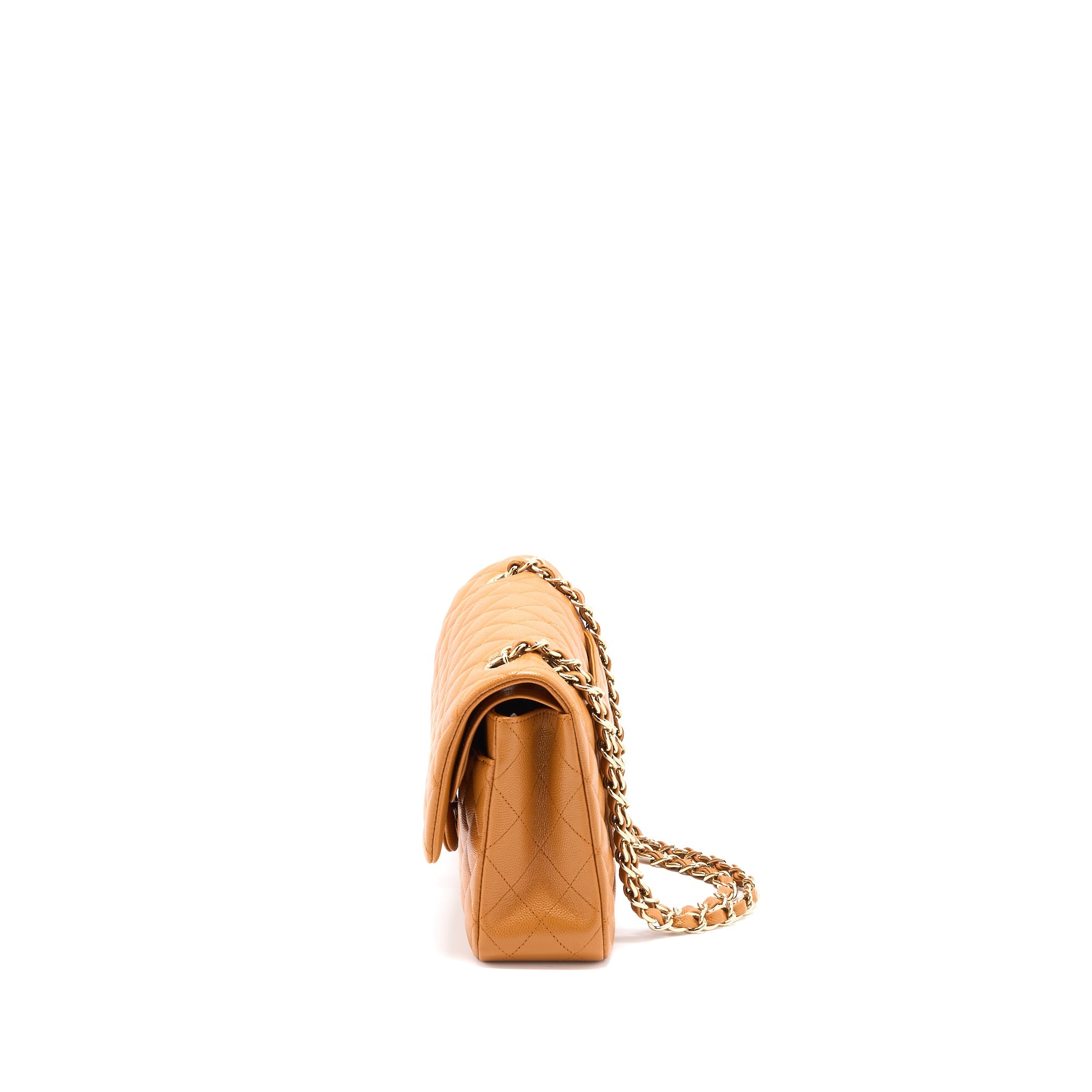 CHANEL MEDIUM CLASSIC DOUBLE FLAP BAG CAVIAR CARAMEL LGHW (MICROCHIP)