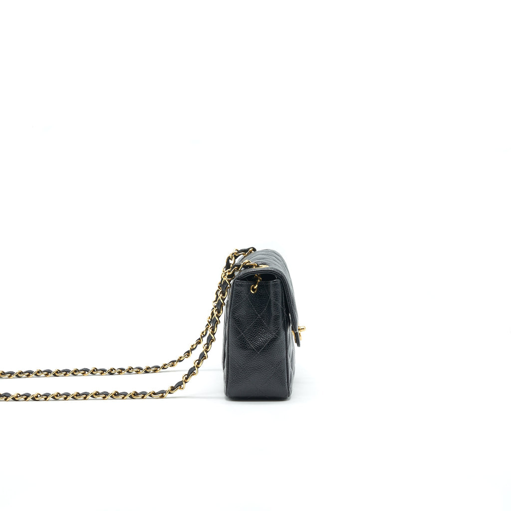 CHANEL VINTAGE MINI SQUARE FLAP BAG CAVIAR BLACK GHW