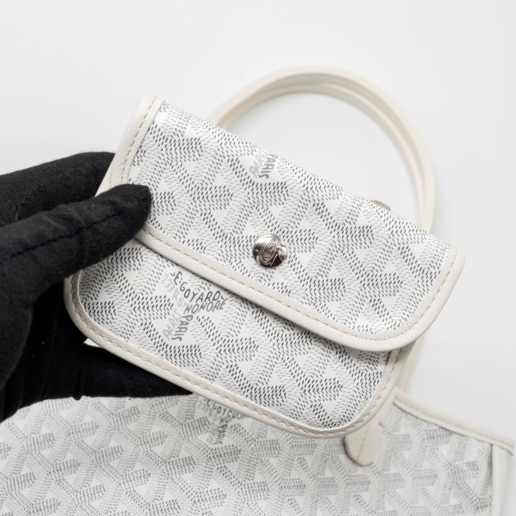 GOYARD MINI ANJOU TOTE BAG GOYARDINE CANVAS WHITE SHW