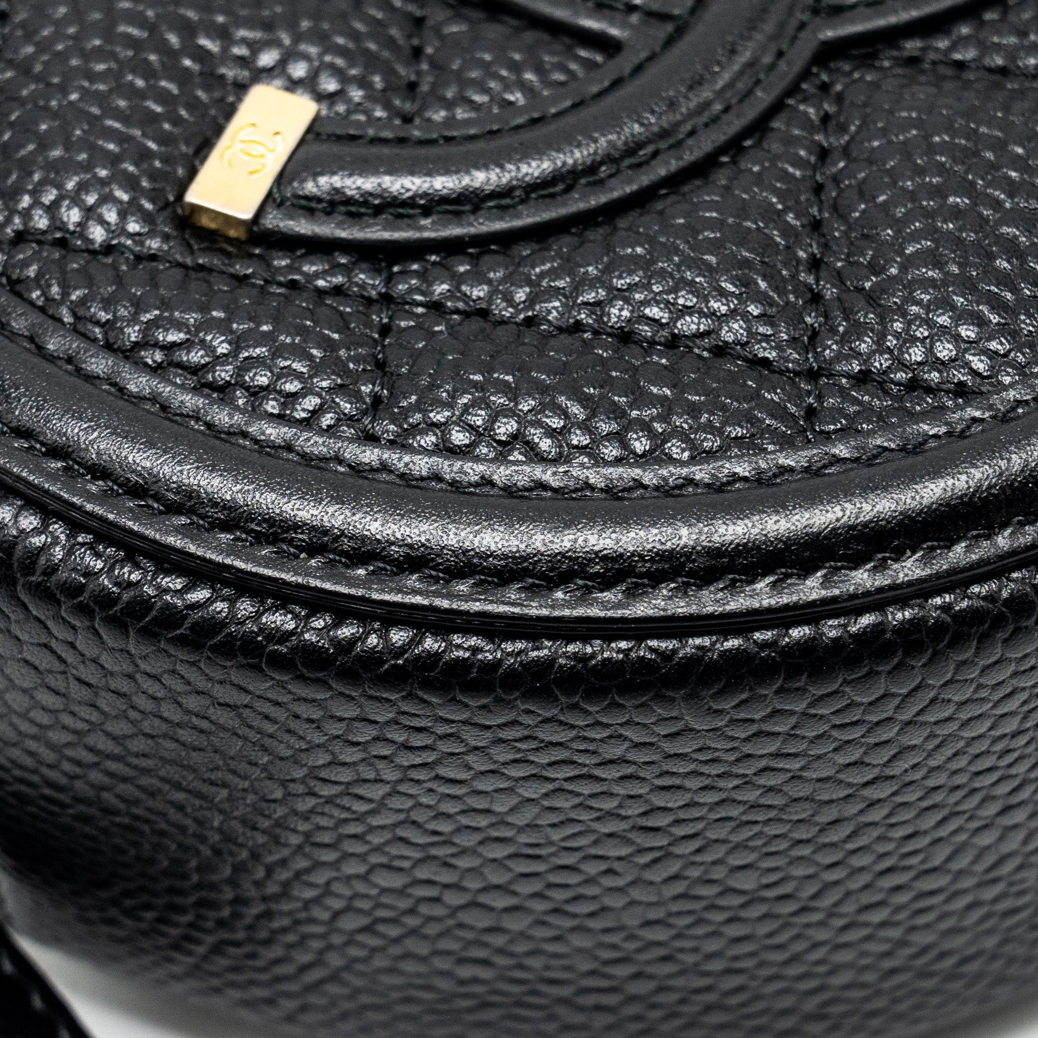 CHANEL CC FILIGREE QUILTED ROUND CROSSBODY BAG CAVIAR BLACK GHW