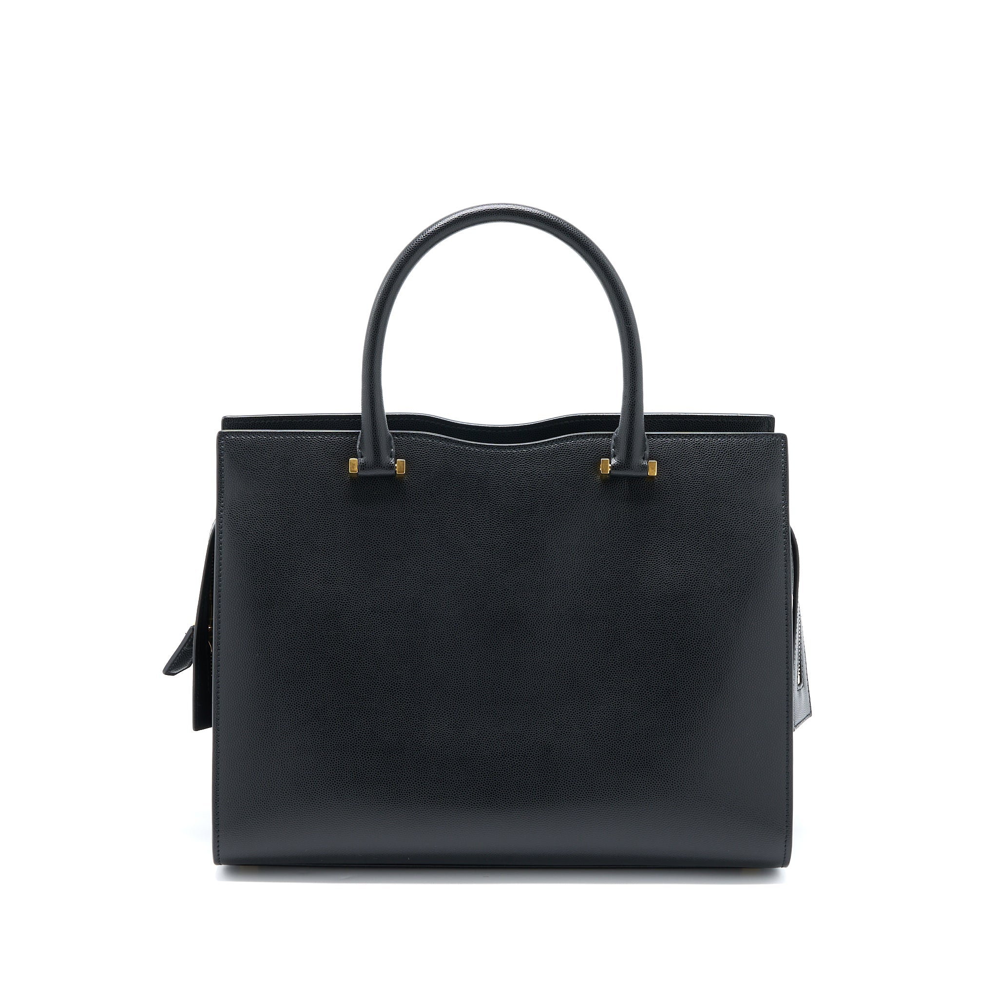 SAINT LAURENT/YSL MEDIUM UPTOWN TOTE BAG CALFSKIN BLACK GHW