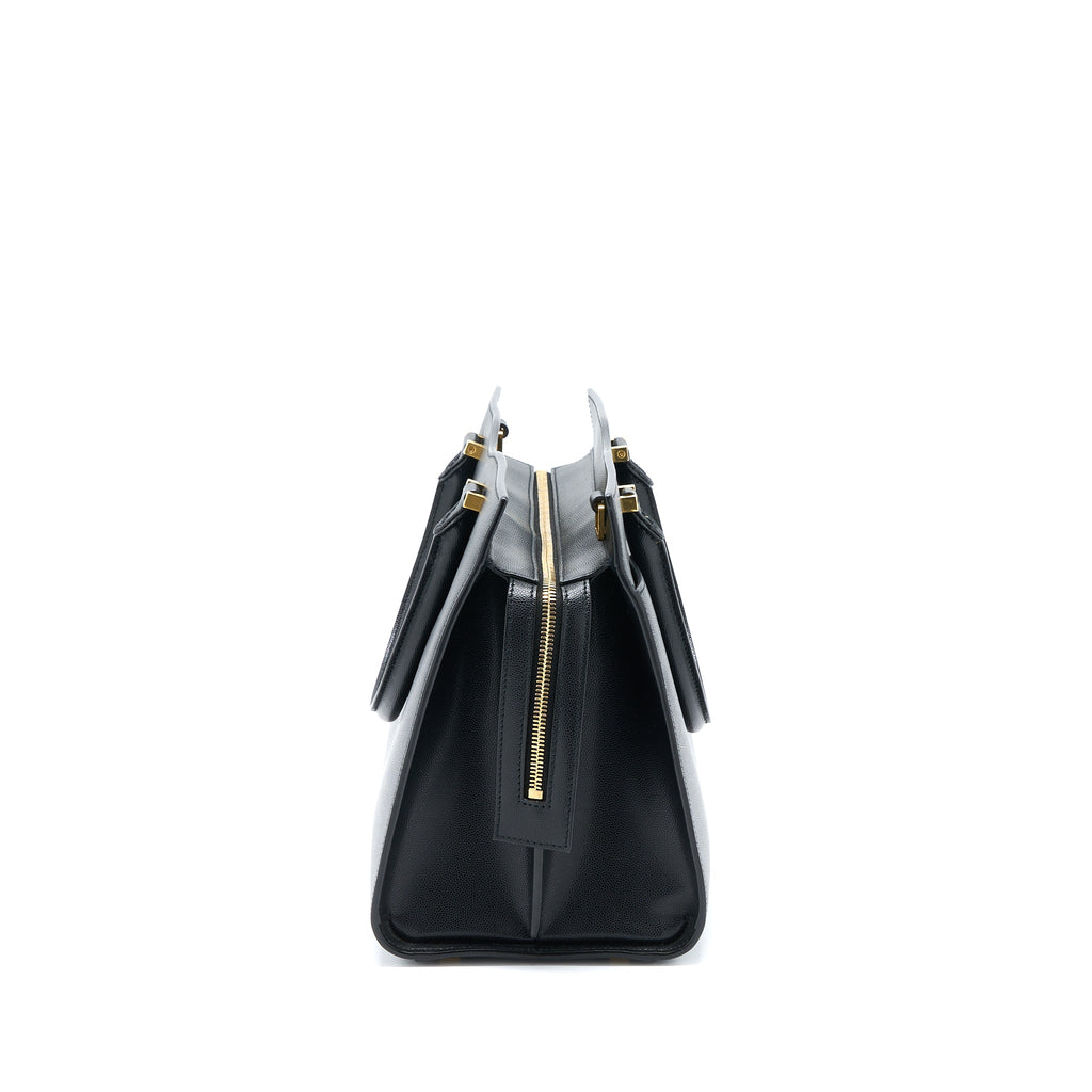 SAINT LAURENT/YSL MEDIUM UPTOWN TOTE BAG CALFSKIN BLACK GHW