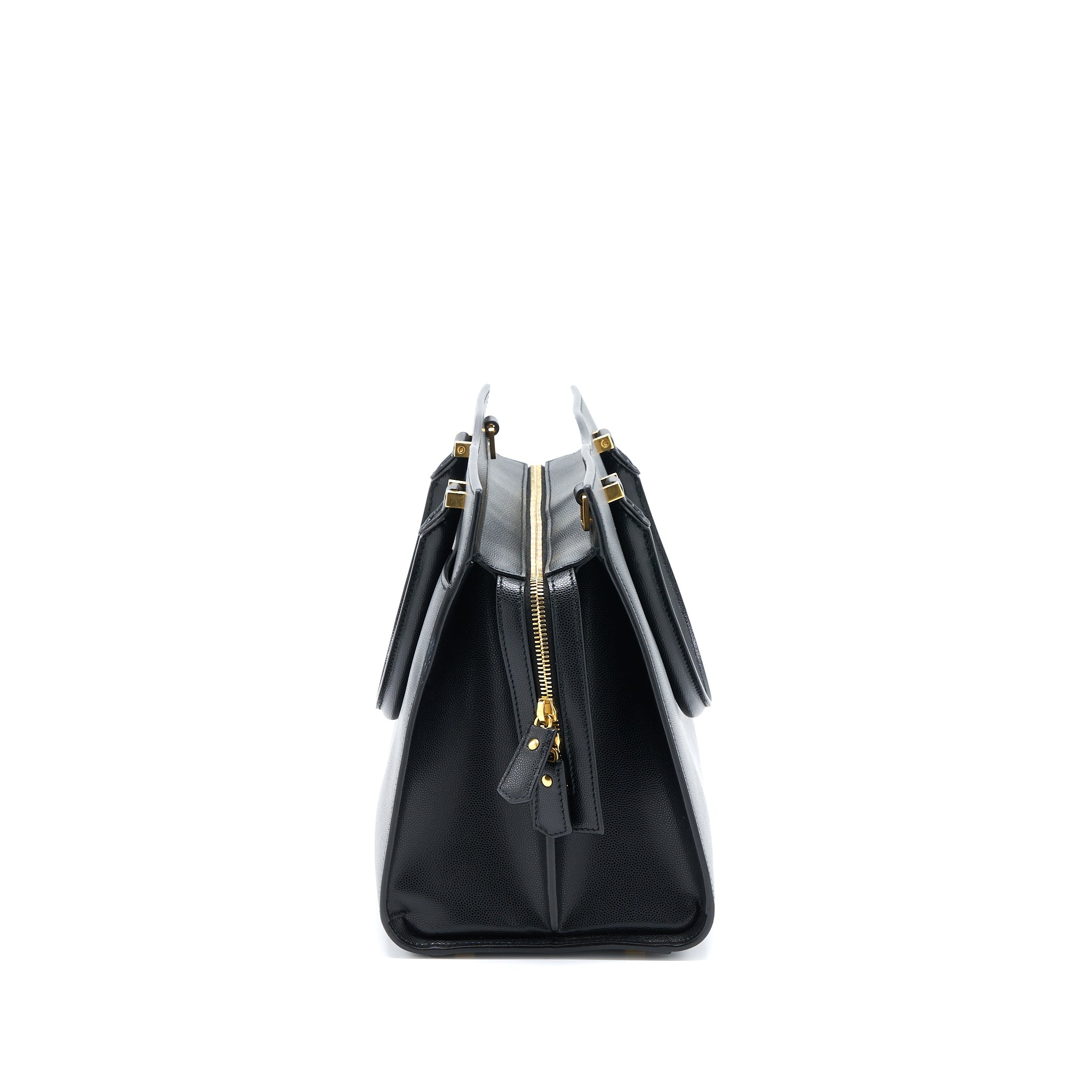 SAINT LAURENT/YSL MEDIUM UPTOWN TOTE BAG CALFSKIN BLACK GHW