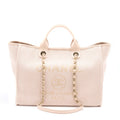 CHANEL DEAUVILLE TOTE BAG FABRIC LIGHT PINK LGHW
