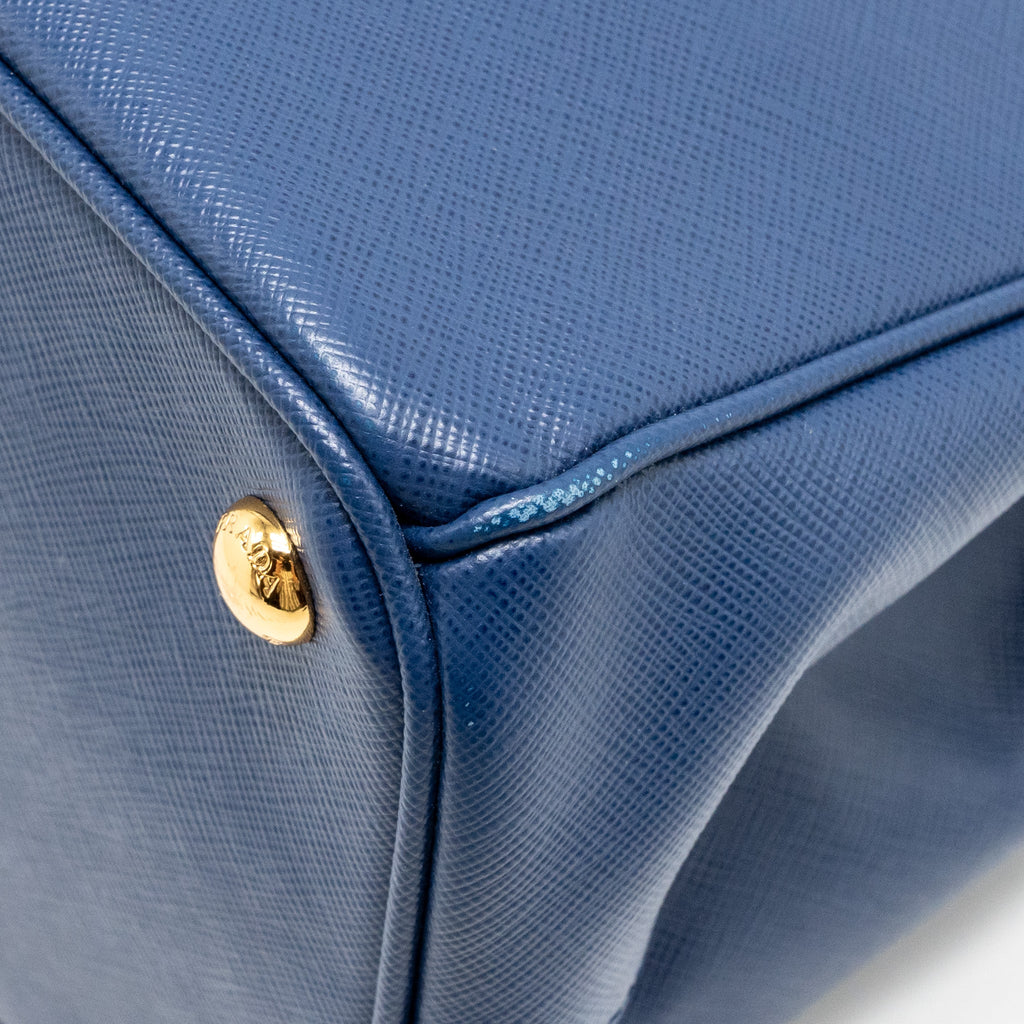 PRADA LARGE SAFFIANO TOTE BAG GALLERIA SAFFIANO LEATHER BLUETTE GHW