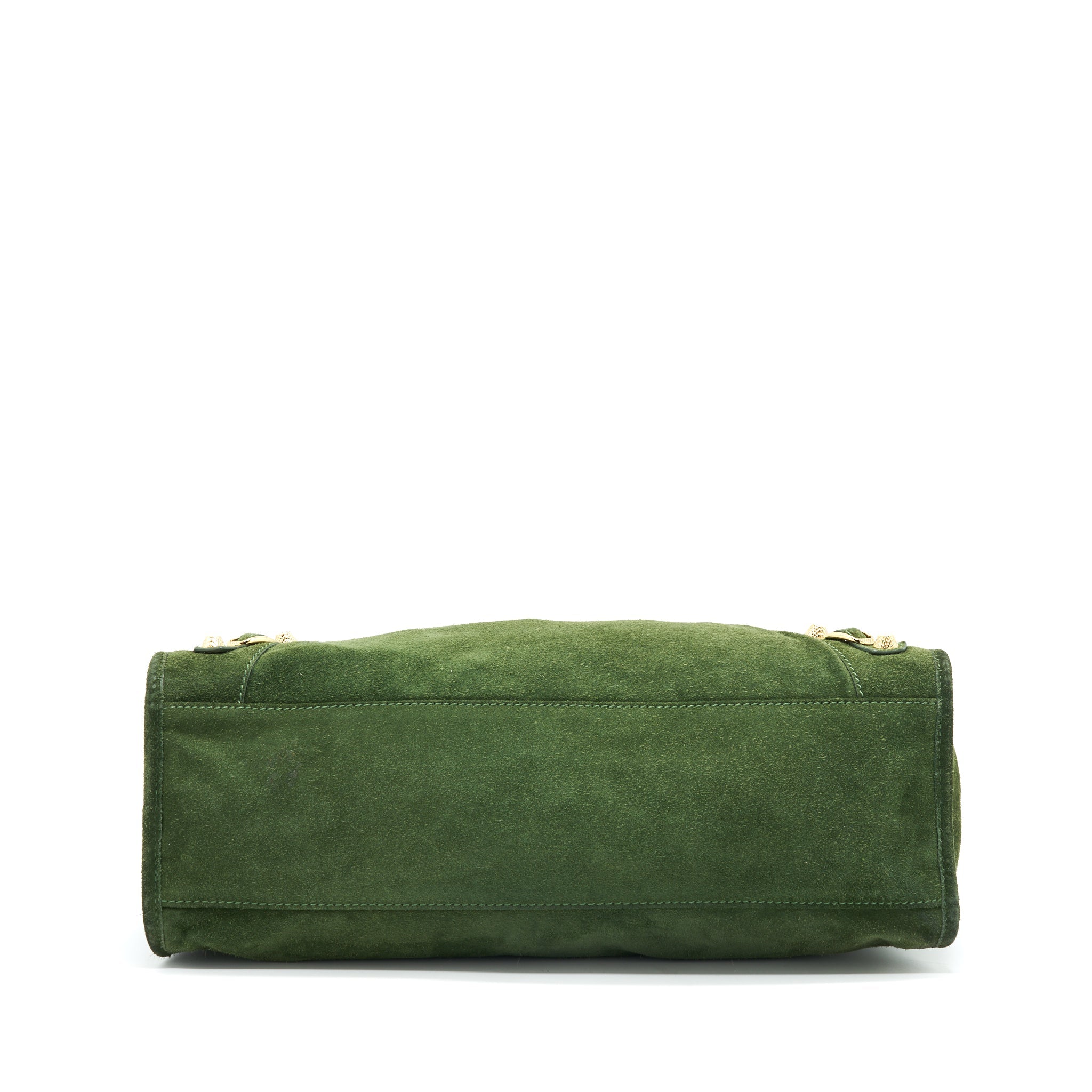 BALENCIAGA GIANT CITY BAG IN SUEDE GREEN GHW