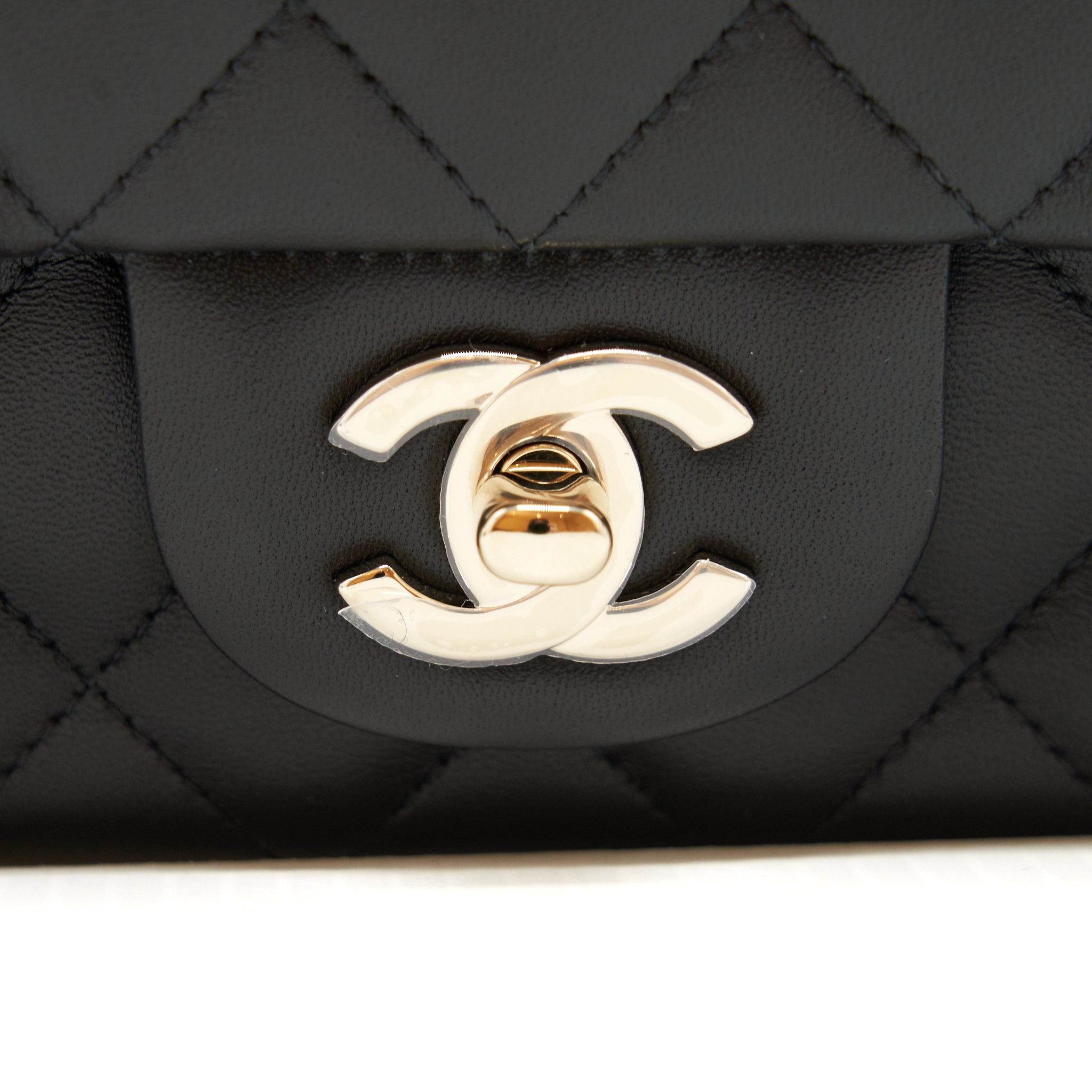 CHANEL MINI RECTANGULAR FLAP BAG LAMBSKIN BLACK LGHW (MICROCHIP)