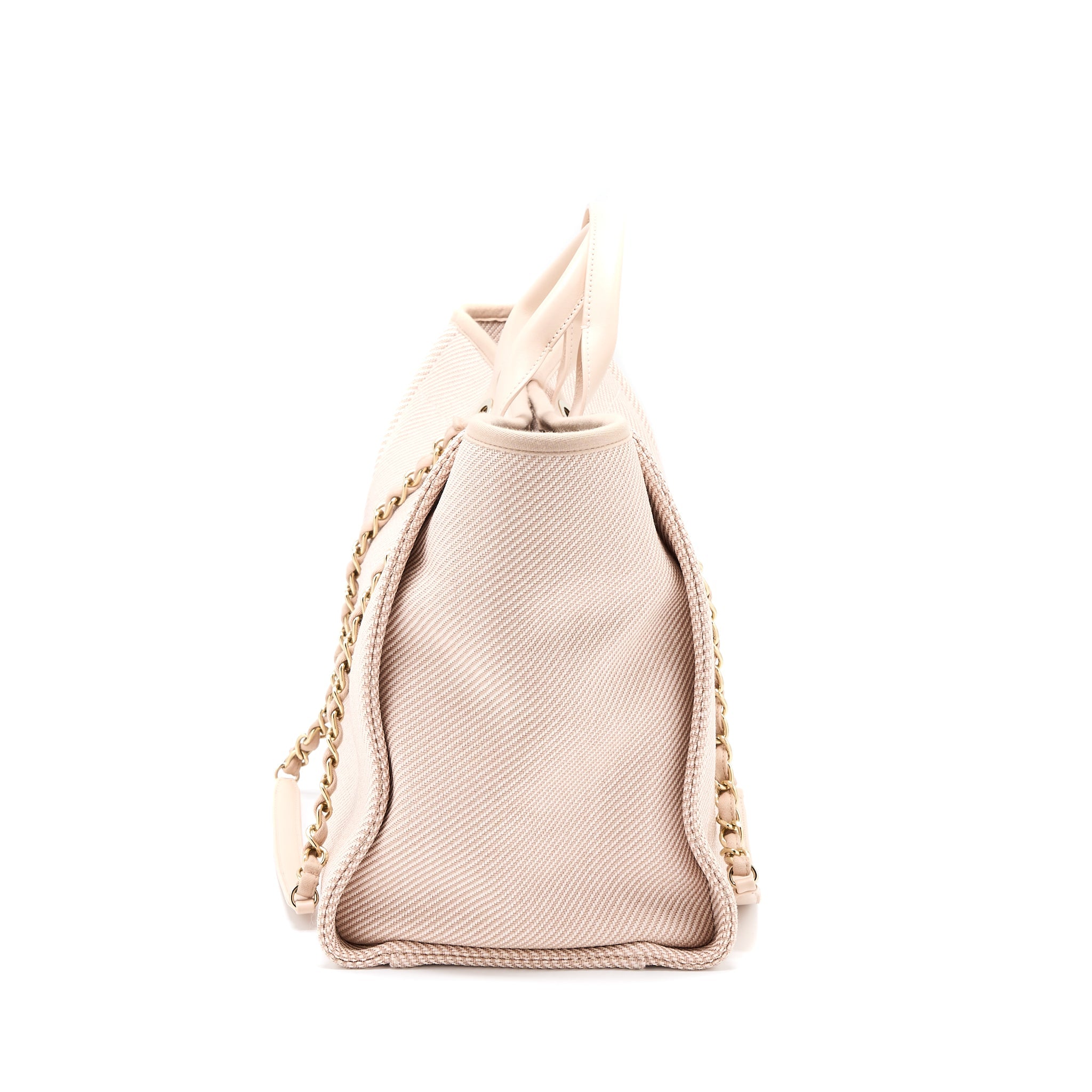 CHANEL DEAUVILLE TOTE BAG FABRIC LIGHT PINK LGHW