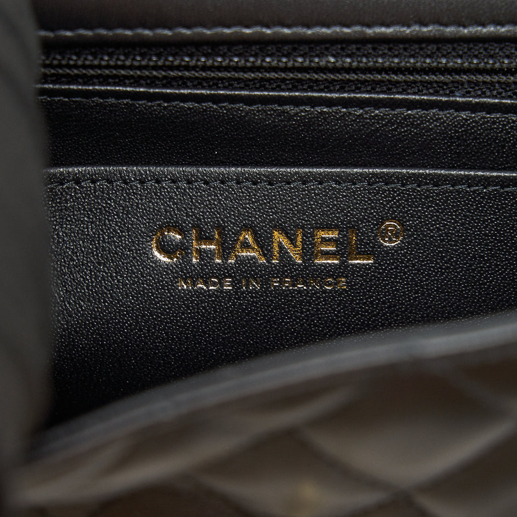 CHANEL MINI RECTANGULAR FLAP BAG LAMBSKIN BLACK LGHW (MICROCHIP)
