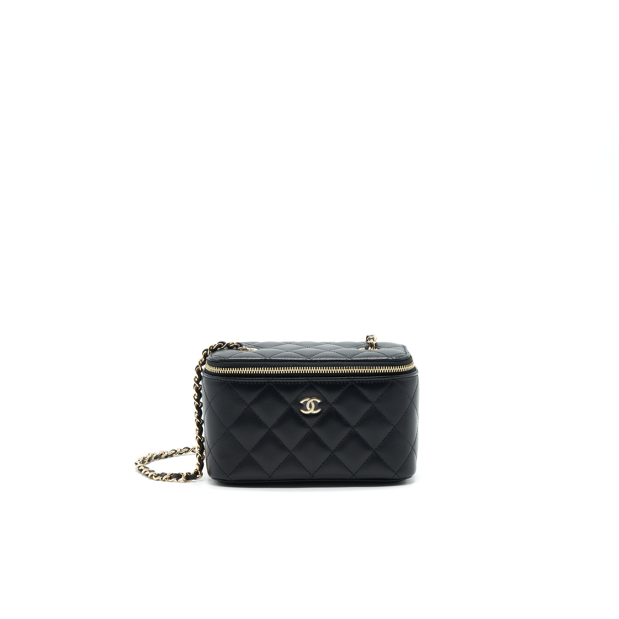 CHANEL LONG VANITY WITH CHAIN LAMBSKIN BLACK LGHW
