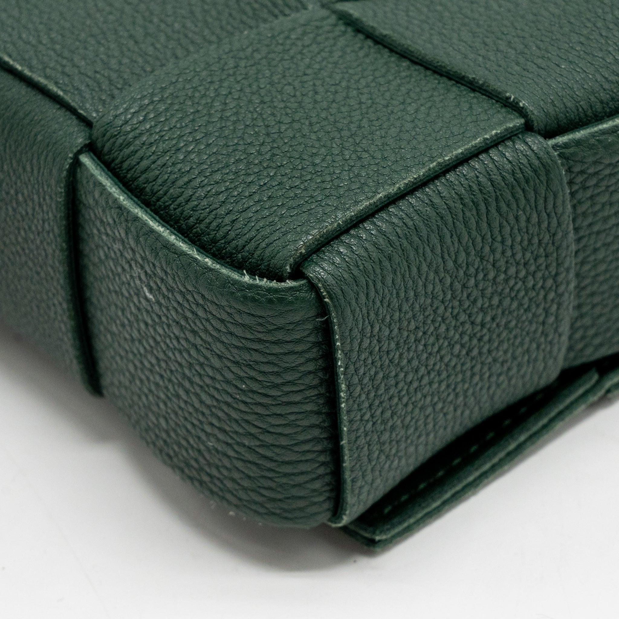 BOTTEGA VENETA SMALL CASSETTE BAG CHARM STRAP LIMITED EDITION CALFSKIN GREEN GHW