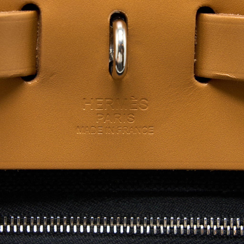 HERMES HERBAG 31 HUNTER/CANVAS NOIR-BLANC-DESERT/NAT SABLE SHW