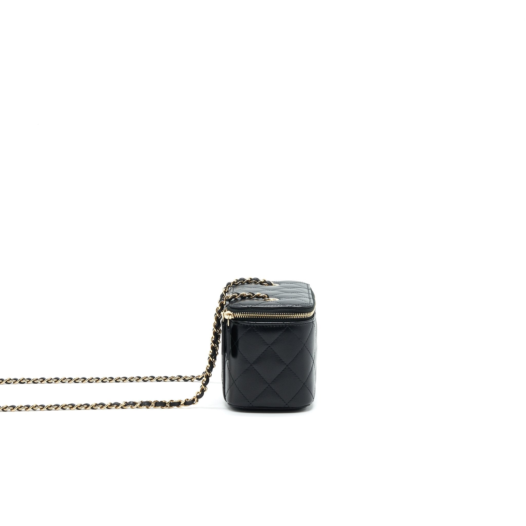 CHANEL LONG VANITY WITH CHAIN LAMBSKIN BLACK LGHW