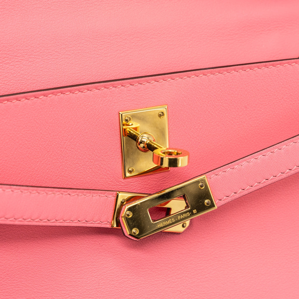 HERMES KELLY POCHETTE SWIFT ROSE AZALEE GHW