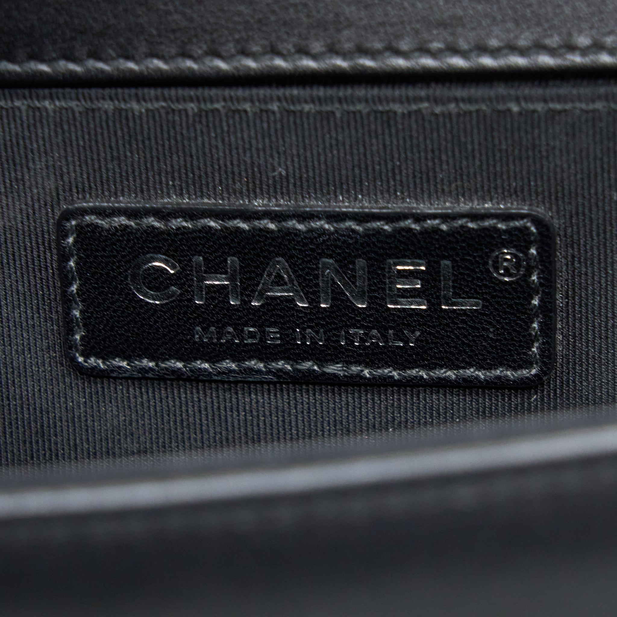 CHANEL SMALL BOY BAG CALFSKIN BLACK WITH RUTHENIUM HARDWARE