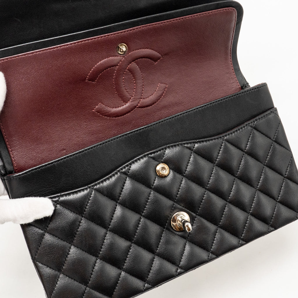 CHANEL MEDIUM CLASSIC DOUBLE FLAP BAG LAMBSKIN BLACK SHW