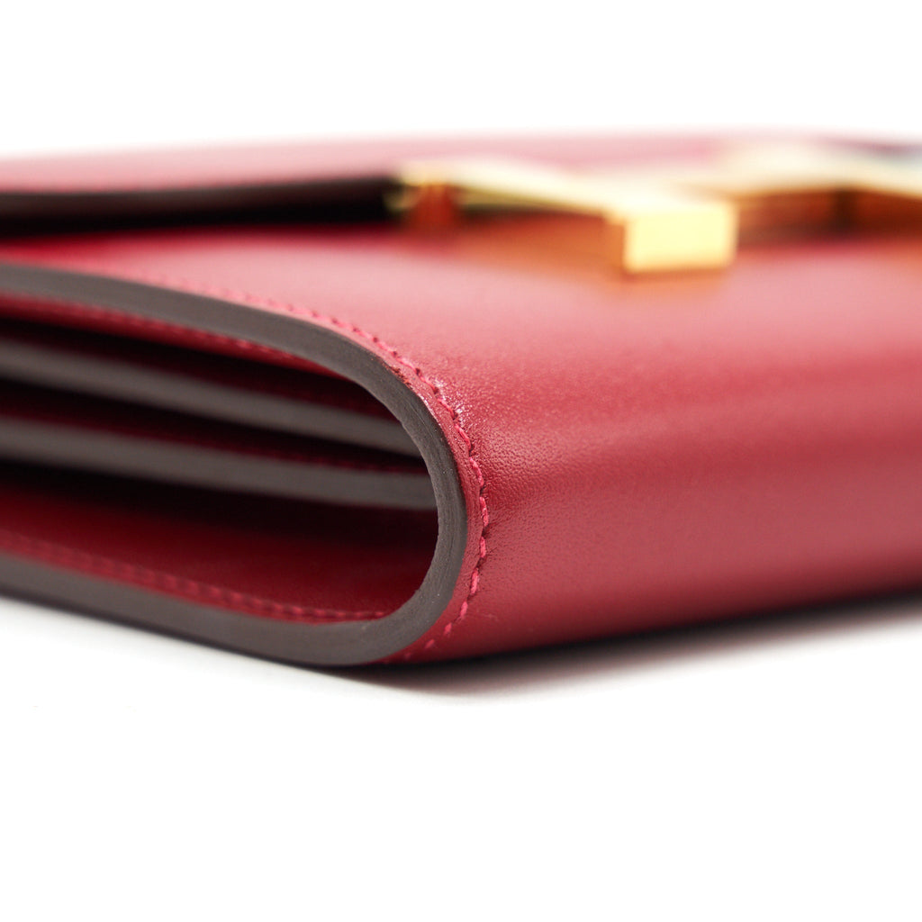 HERMES MINI CONSTANCE WALLET RED WITH GHW