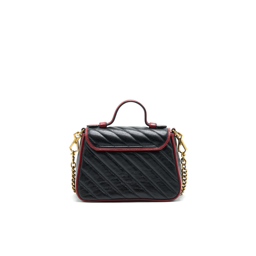 GUCCI GG MARMONT MINI TOP HANDLE BAG BLACK GHW