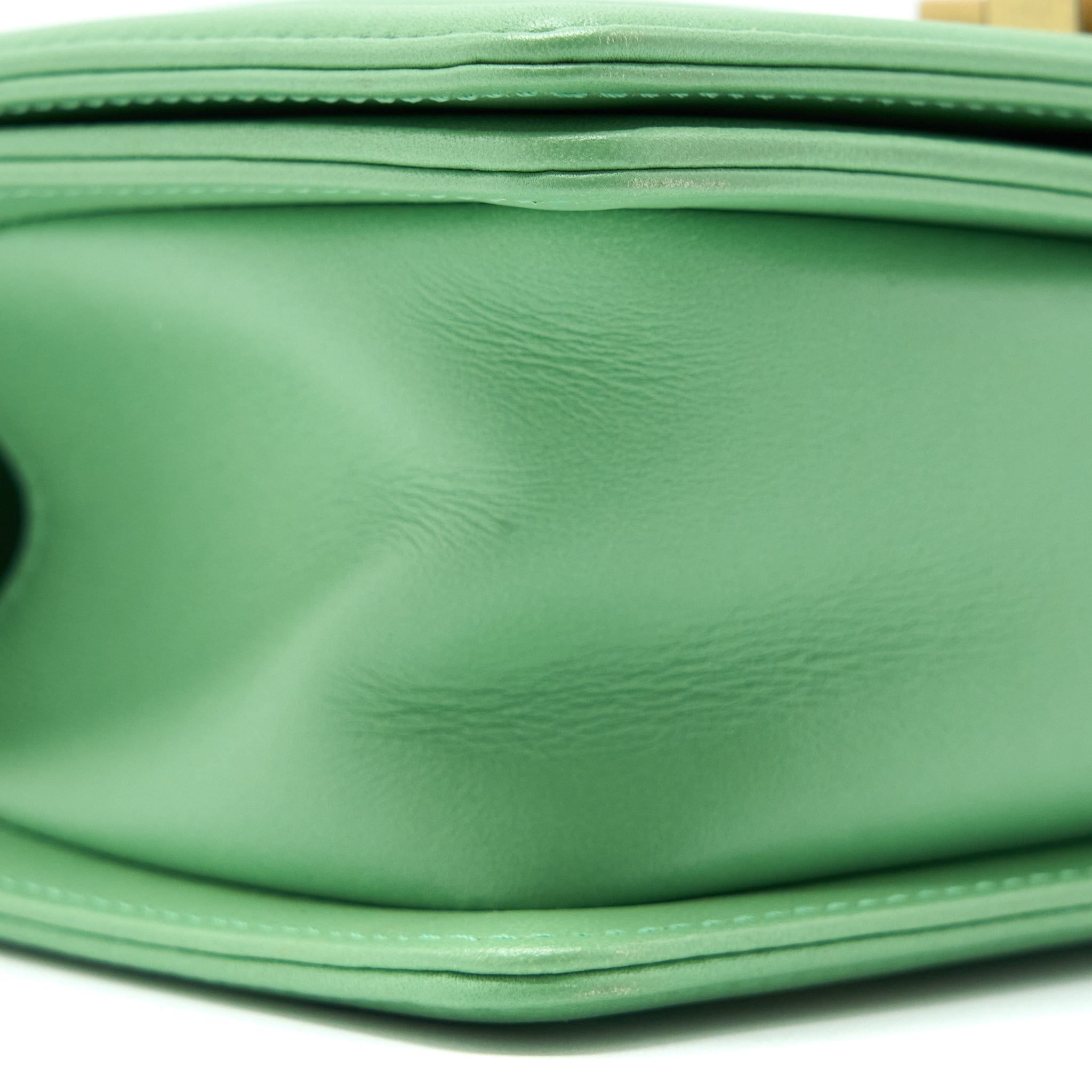 CHANEL SMALL BOY BAG CALFSKIN GREEN GHW
