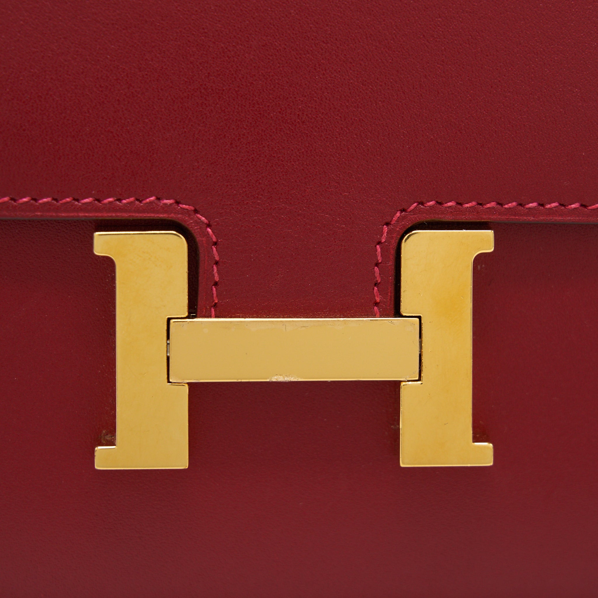 HERMES MINI CONSTANCE WALLET RED WITH GHW